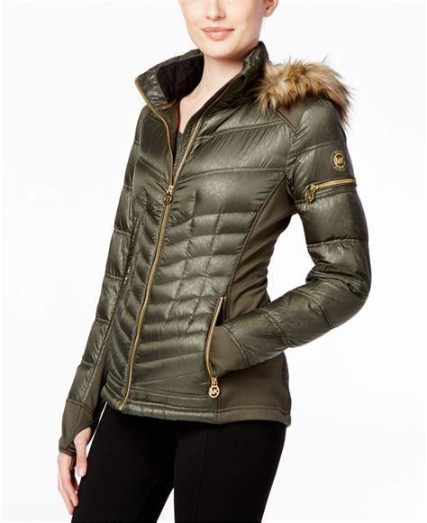 michael kors jacket bomber|Michael Kors green puffer jacket.